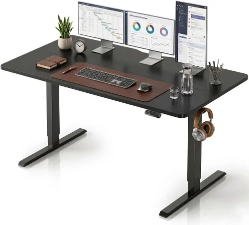 Vista 25 de CubiCubi Escritorio eléctrico grande de pie de 48 x 30 pulgadas, escritorio Negro