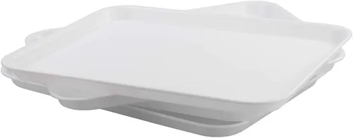Vista 5 de Inhouse Bandeja de plástico blanco rectangular, 17.2 x 13.5 x 0.9 pulgadas (4 paquetes)