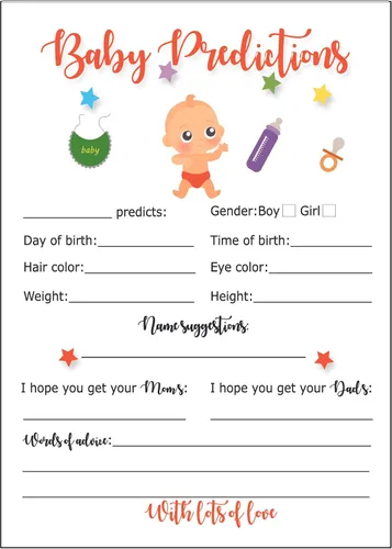 Vista 4 de LOTUS-A Juegos de baby shower – Divertidas tarjetas de adivinar la frase y predicciones, 30 cartulinas gruesas de 7 x 5 pulgadas, impresas
