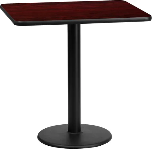 Vista 7 de Flash Furniture Mesa rectangular laminada negra de 24 x 30 pulgadas con base de altura de mesa redonda de 18 pulgadas