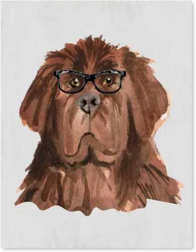 Vista 101 de Andaz Press Póster impreso para pared de perro, 8.5 x 11 pulgadas, Bulldog inglés con gafas negras, 1 paquete, regalo de cumpleaños de Navidad, sin