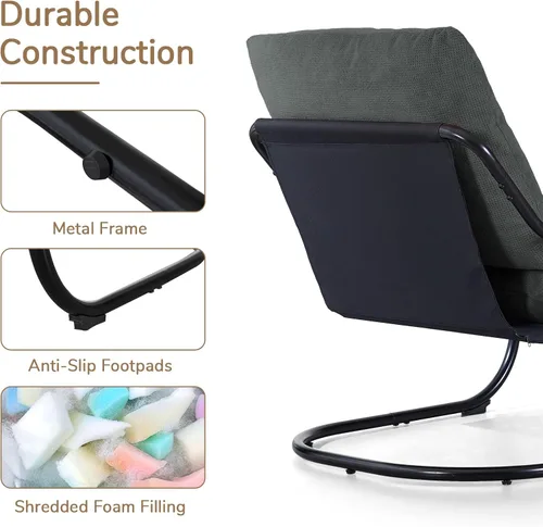 Vista 6 de Peace nest Silla decorativa moderna, sillón tapizado suave con marco de metal resistente, cómoda silla de descanso para sala de estar, dormitorio