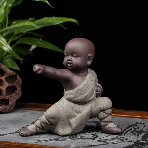 Vista 7 de Kingzhuo Estatuilla de Buda en miniatura de cerámica, pequeña y linda estatua de Buda, figura de monje, manualidades creativas para bebés, adornos