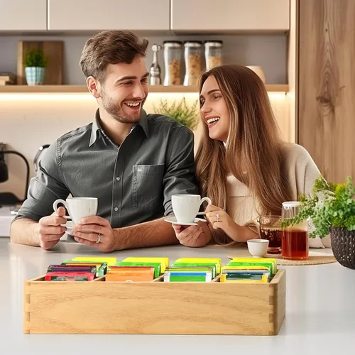 Vista 7 de KIRIGEN Organizador de bolsitas de té de madera para cajón, 12 Natural