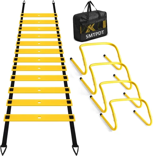 Vista 11 de Agility Ladder,Soccer Training Equipment Set,20ft Speed Ladder,4 Agility Hurdles,Football Basketball Training Equipment,Football Accessories for