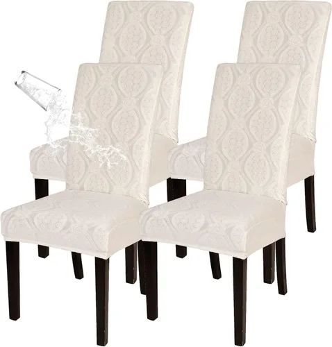 Vista 20 de SearchI Juego de 4 fundas impermeables para sillas de comedor, fundas elásticas para sillas Parsons extraíbles, lavables, fundas protectoras