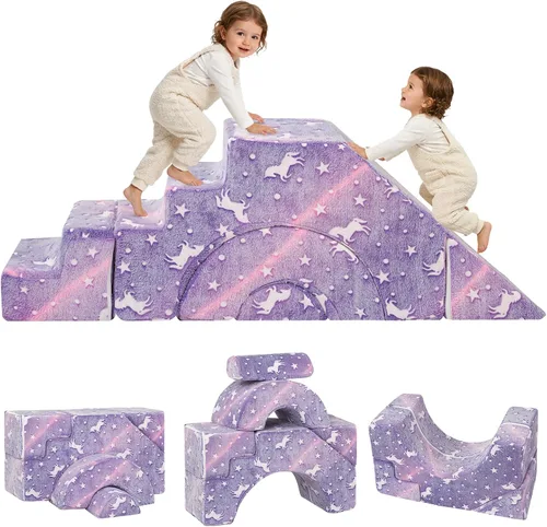 Vista 20 de MeMoreCool Sofá infantil con tobogán y escalera, sofá de espuma convertible Azul marino profundo (sólido)
