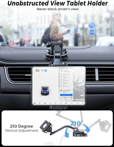 Vista 2 de eSamcore Soporte para Tablet para Salpicadero de Coche, Soporte de Montaje en Parabrisas para iPad y Soporte Plegable para Teléfono con Abrazadera