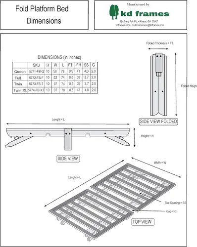 Vista 6 de KD Frames Cama Plegable con Plataforma - Marco de Cama Individual - Marco de Cama de Madera Sin Acabado - Cama Individual Plegable - Cama Natural