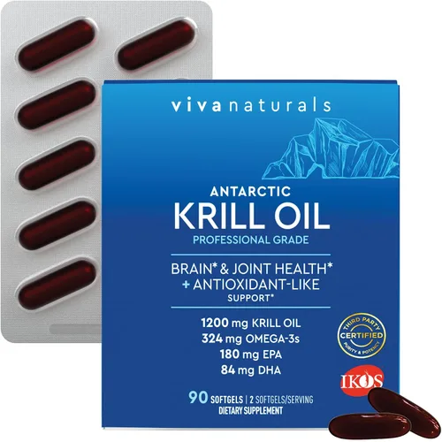 Vista 12 de Viva Naturals Aceite de krill antártico, 1200 mg - Omega-3 DHA y EPA con astaxantina para la salud de las articulaciones, sin eructos de pescado, 60