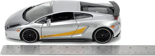 Vista 7 de Jada Toys Hyper-Spec 1:24 Lamborghini Gallardo Superleggera - Coche fundido a presión, color plateado, juguetes para niños y adultos