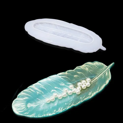 Vista 9 de iSuperb 2 moldes de resina para bandejas de alas, moldes de silicona con plumas de ángel, soporte para platos de almacenamiento de joyas, moldes