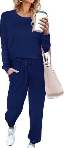 Vista 124 de Aloodor conjunto deportivo de 2 piezas para mujer, con sudadera con cuello redondo, sin botones