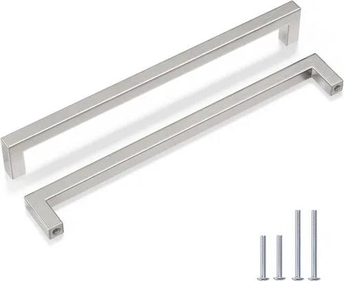 Vista 24 de Goldenwarm 1 paquete de manija cuadrada negra para cajones de gabinete de barra, de acero inoxidable, herrajes modernos para gabinetes de cocina