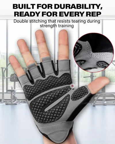Vista 2 de VINSGUIR Guantes de entrenamiento para hombres y mujeres, guantes de levantamiento de pesas con excelente agarre, guantes de gimnasio ligeros