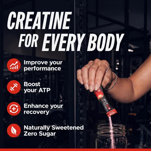 Vista 3 de FITAID - Monohidrato de creatina en polvo con CreaPure®, sabor a manzana Fuji, 14 paquetes de una sola porción, creatina pura para mujeres