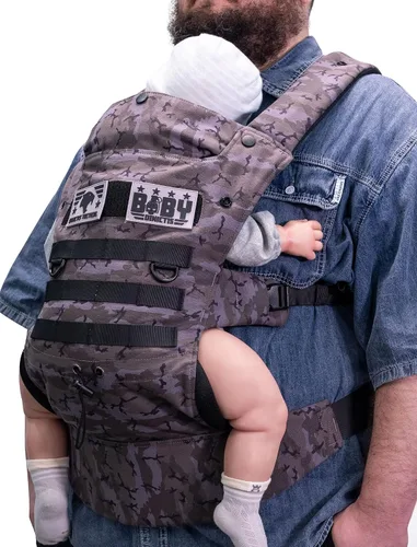 Vista 11 de Portabebés ergonómico con soporte lumbar para bebés y niños pequeños (8-33 libras), acogedor y ligero portabebés militar para padres grandes y Negro