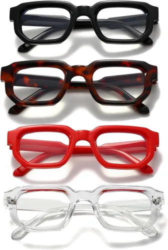 Vista 6 de LJCZKA Lentes cuadrados con bloqueo de luz azul para hombres y mujeres, anteojos gruesos para computadora, antifatiga ocular para leer mensajes