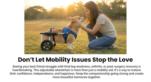 Vista 6 de Silla de ruedas para perros pequeños (0-40 libras/39.7 lbs), carrito de movilidad ajustable para mascotas con chaleco de arnés de malla transpirable