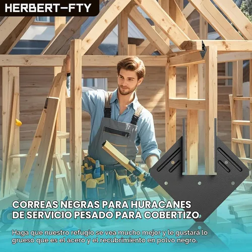 Vista 5 de 10 piezas de bridas para huracanes negras resistentes para vigas, correas para techos de huracanes de calibre 13, espesor de 2.2mm, ajustables