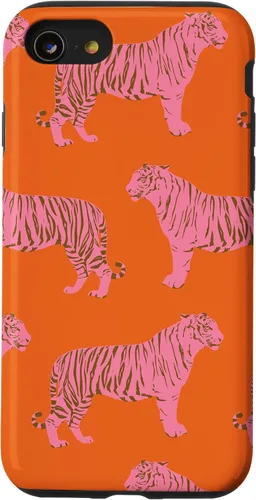 Vista 17 de Funda para iPhone 17 con diseño de tigre rosa y naranja