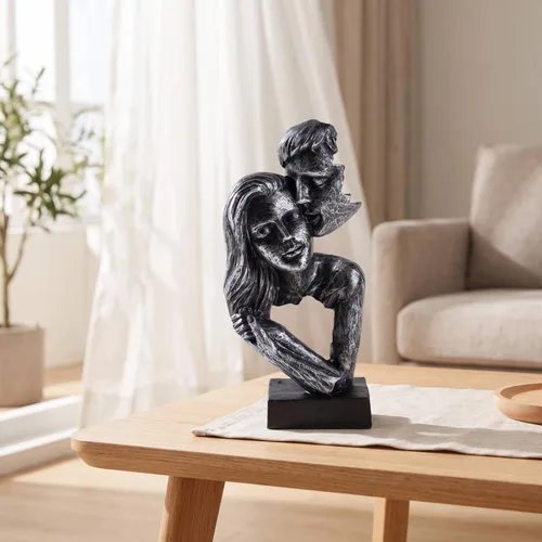 Vista 7 de Couple Figure Sculpture Decorative Couple Hug Figure Distressed Statue for Art Lovers, Bookshelf, Desk, Bronze, Small