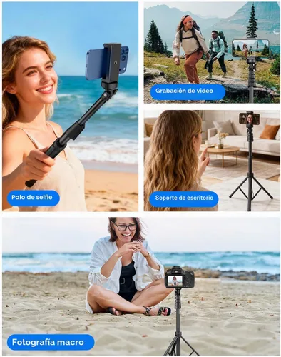 Vista 7 de Trípode de teléfono de 67", trípode extensible MIIASI para iPhone, selfie stick con control remoto y soporte para teléfono, compatible