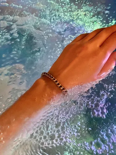Vista 7 de Shiena Pulsera de cadena de bolas de cuentas de acero inoxidable quirúrgico con extensor
