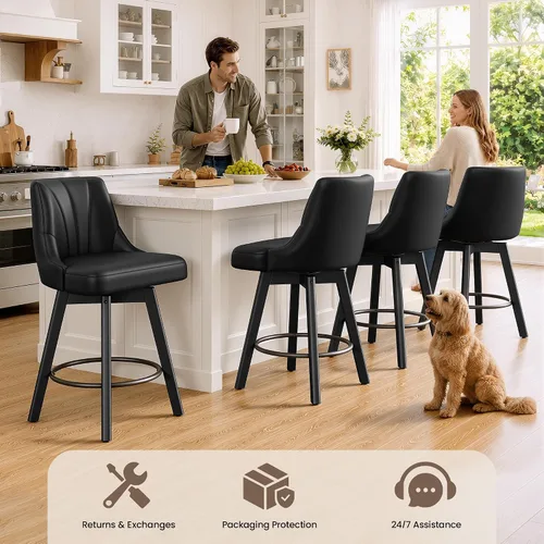 Vista 6 de REONEY Counter Height Swivel Bar Stools, 24" Modern Upholstered Barstools