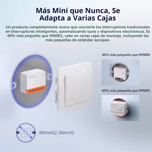 Vista 3 de SONOFF MINIR4 10A Interruptor de luz inteligente WiFi extremo inalámbrico, módulo universal DIY para solución de automatización del hogar