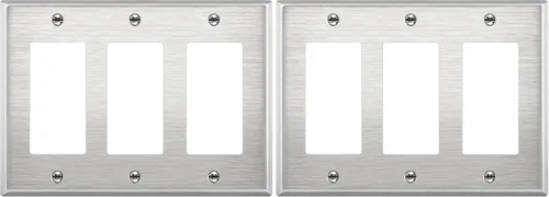 Vista 17 de ENERLITES Placa decorativa doble de metal para interruptor o receptáculo, placa de pared de acero inoxidable, resistente a la corrosión