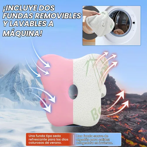 Vista 3 de Almohada de rodilla para personas que duermen de lado y alivio de la ciática, dos fundas lavables a máquina y forro interior protector, almohada