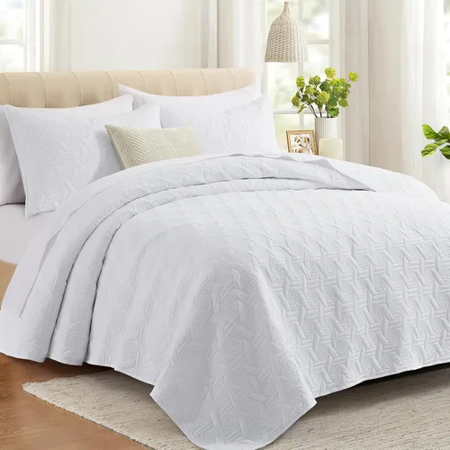Vista 9 de Lavsiry Juego de ropa de cama acolchada de tamaño individual beige con funda de almohada, colcha ligera de verano, sobrecama, manta acolchada suave