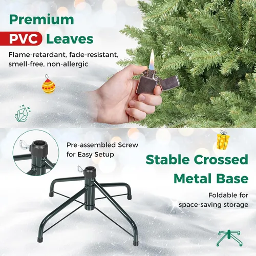 Vista 8 de HAPPYGRILL Árbol de Navidad artificial de 4 pies, árbol de Navidad sin Verde