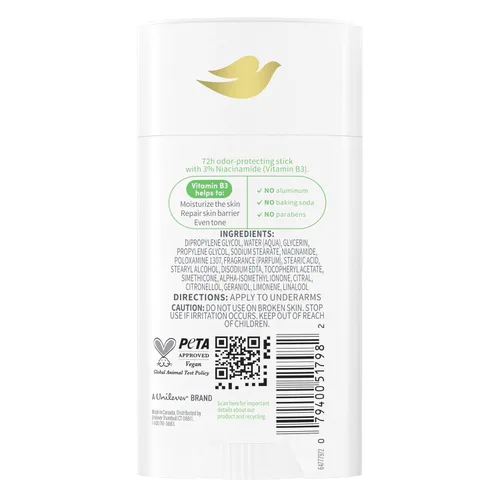 Vista 2 de Dove VitaminCare+ Desodorante en barra Té Verde y Shakura Libre de Aluminio 2.6 oz
