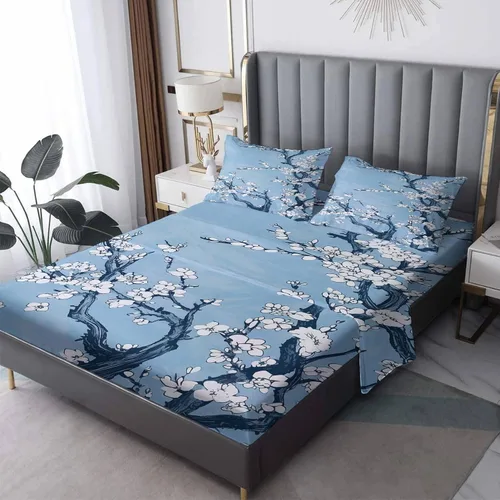 Vista 12 de Juego de sábanas abstractas tamaño individual, sábanas de microfibra suave, bolsillo profundo, sábanas y fundas de almohada estampadas sin arrugas