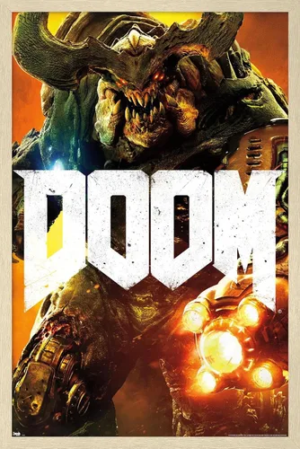 Vista 7 de Trends International Doom - Cyber Demon Wall Poster, 22.4L x 14.7W, Barnwood Framed Version