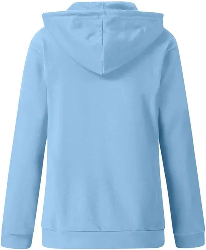 Vista 6 de Chaqueta con capucha para mujer, con cremallera completa, casual, para otoño, color liso, ligera, con cordón, manga larga, ajuste holgado