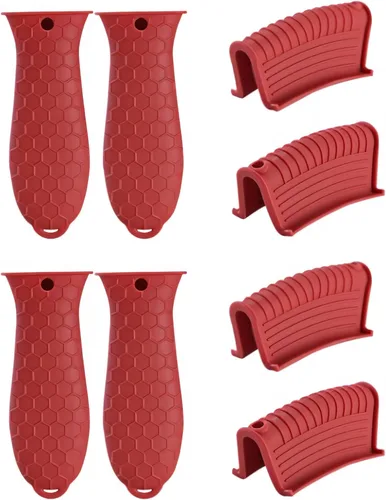 Vista 17 de 4 soportes de silicona para herramientas calientes, resistente al calor, mango de utensilios de cocina, agarraderas de goma antideslizantes, fundas