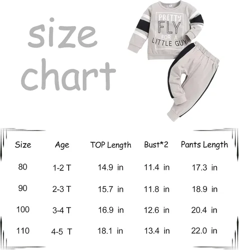 Vista 8 de Menglang Conjunto de 2 piezas de camiseta de manga larga y pantalón deportivo para niños pequeños