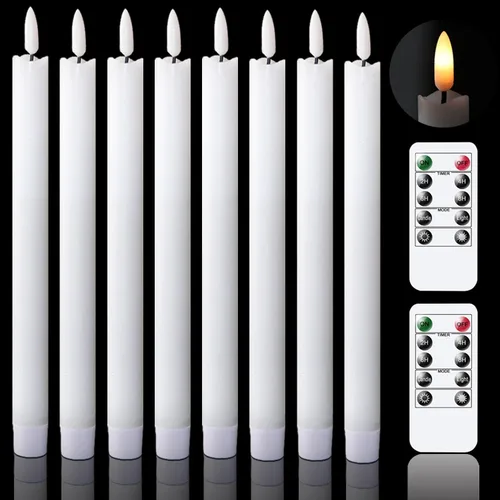 Vista 13 de GenSwin Velas cónicas negras sin llama parpadeantes con control remoto de 10 teclas, funciona con pilas, velas LED cálidas con mecha 3D