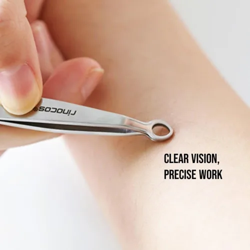 Vista 4 de [Hecho a mano de alta calidad] Pinzas para el vello facial de las mujeres – Pinzas de punta redonda, pinzas para cejas, acero inoxidable de grado