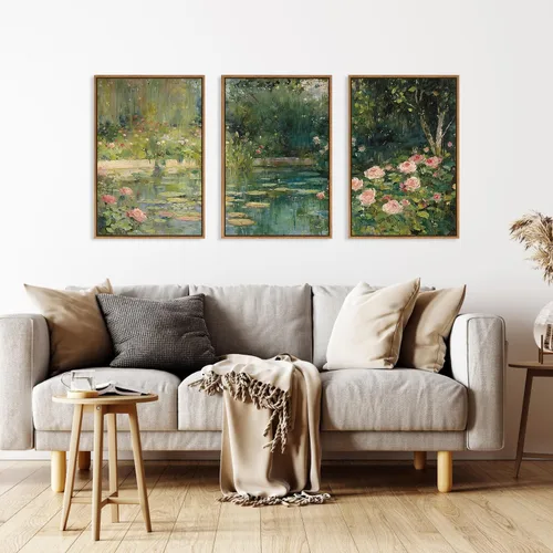 Vista 252 de FWIEXA Juego de Arte de Lienzo Bohemio Enmarcado para Pared, Cuadros Botánicos Verde Salvia Decoración de Pared, Impresiones de Arte de Plantas