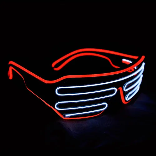 Vista 16 de Gafas de LED de Aqua Led de Neón electroluminiscentes para fiestas y disfraces modelo RB03., Púrpura + Azul