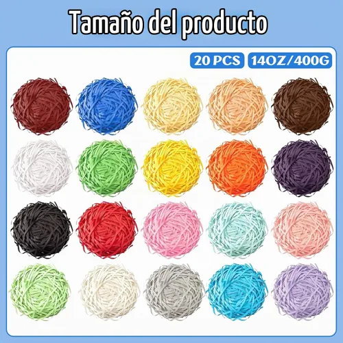 Vista 2 de Twdrer Paquete de 20 cintas de rafia multicolor de 14 onzas / 14.11 oz para envolver regalos de papel de seda, manualidades, relleno de embalaje