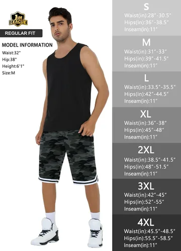 Vista 6 de JWM Pantalones cortos de baloncesto para hombre, de 11 pulgadas, de malla larga, atléticos, para gimnasio, entrenamiento, deportes, con bolsillos