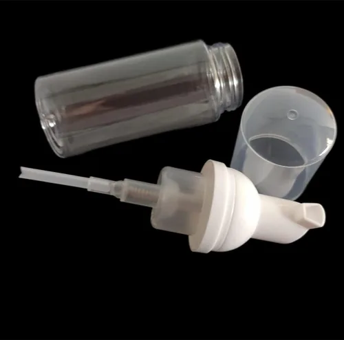 Vista 9 de Bomba dispensadora de espuma transparente vacía y recargable de 1.69 onzas, mini botellas de embalaje de espuma líquida de viaje, contenedor