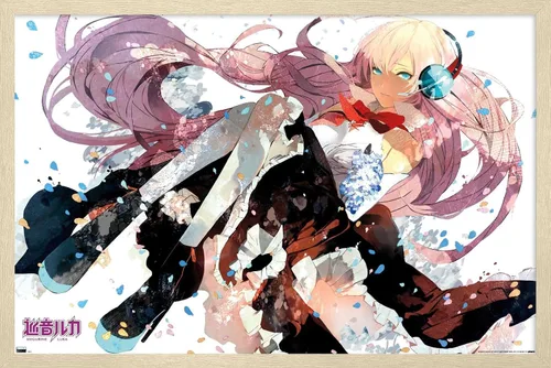 Vista 7 de Trends International Hatsune Miku - Póster de pared de Megurine Luka, 22.4 pulgadas de largo x 14.7 pulgadas, versión enmarcada en madera de granero