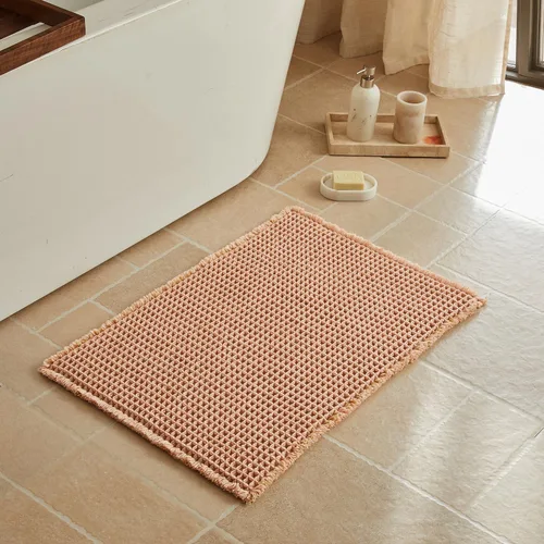 Vista 24 de Triohero Tapete de baño con diseño de gofre, tapete de baño pequeño y bohemio, antideslizante, lavable, ultra suave, súper absorbente, de secado