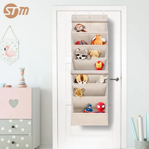 Vista 8 de STORAGE MANIAC Organizador de zapatos para colgar sobre la puerta con cortina, resistente al polvo, organizador de zapatos grande y profundo